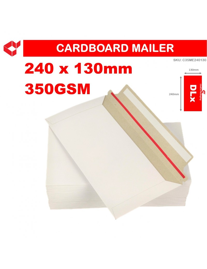 LindCo 240mm x 130mm DL - X size 350GSM Semi-rigid mailer, Tough Bag Mailer, Tough Envelope