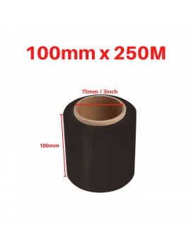 (100mm x 250M) 3" Black Heavy-duty bundling film mini wrap roll